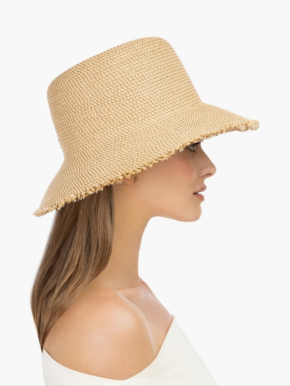Eric Javits - Foldable Squishee - Straw Bucket Hat in Natural Beige - Size M/L